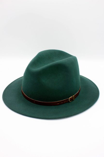 Palarie din lână 100%- Hologramme Paris, Art 02 Cuir-Verde inchis