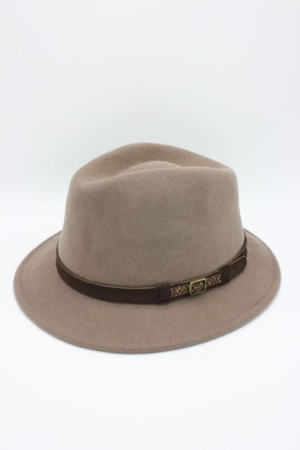 Palarie Fedora impermeabila din lână 100%, Cafeniu- made in Italy