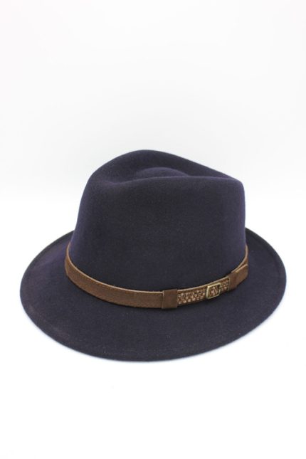 Palarie Fedora impermeabila din lână 100%- Hologramme Paris, Art 020-Marine
