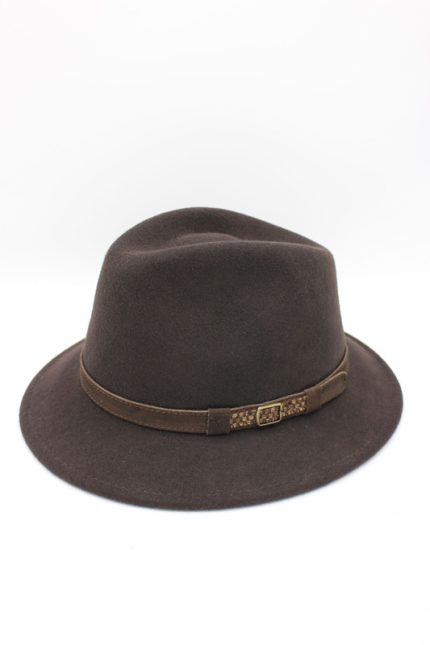 Palarie Fedora impermeabila din lână 100%- Hologramme Paris, Art 020-Maro