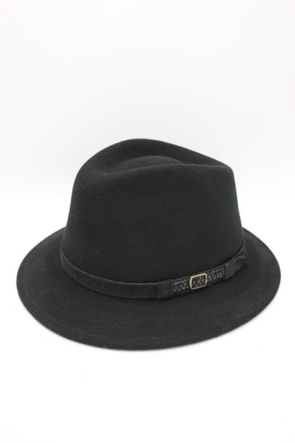 Palarie Fedora impermeabila din lână 100%- Hologramme Paris, Art 020-Negru