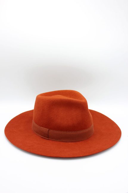 Palarie Fedora cu boruri largi, made in Italy-Art 030-Rust