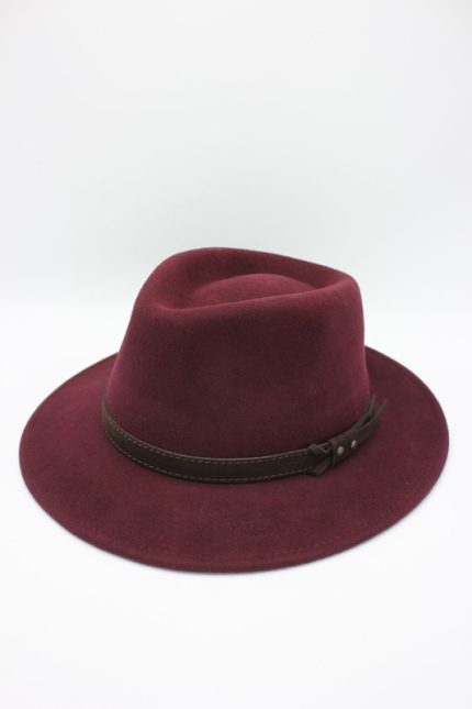 Palarie Fedora impermeabila din lână 100%- Hologramme Art 181054-Bordo