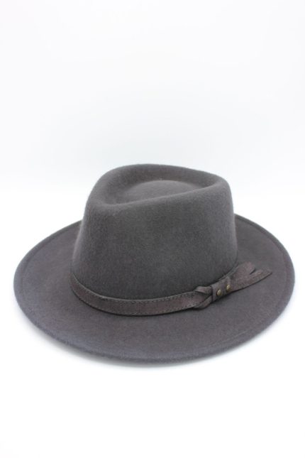 Palarie Fedora impermeabila din lână 100%- Hologramme Art 181054-Gri