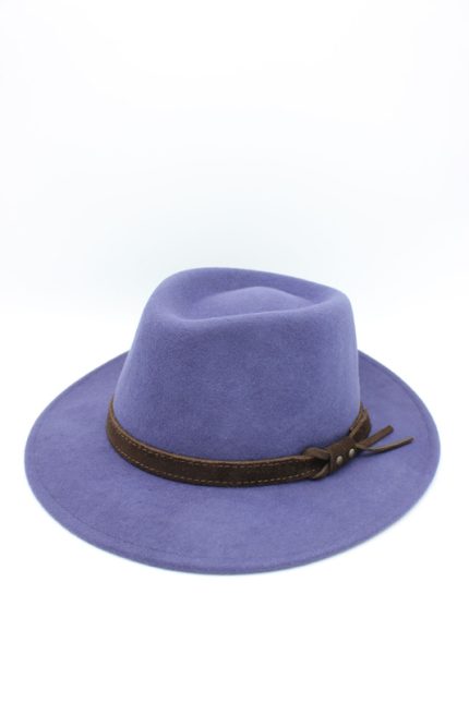 Palarie fedora din lana 100%- Indigo