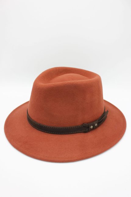 Palarie Fedora impermeabila din lână 100%- Hologramme Art 181054-Rust