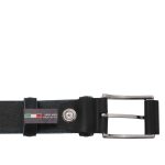Curea casual din piele cu margini bleu deschis, 35 mm, TL142528-Negru - imagine 2