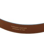 Curea casual din piele cu margini bleu deschis, 35 mm, TL142528-Maro - imagine 3