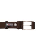 Curea casual din piele cu margini bleu deschis, 35 mm, TL142528-Maro Inchis - imagine 2