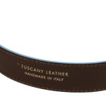Curea casual din piele cu margini bleu deschis, 35 mm, TL142528-Maro Inchis - imagine 3