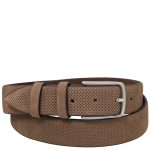 Curea din piele nubuc perforată, taupe | Made in Italy