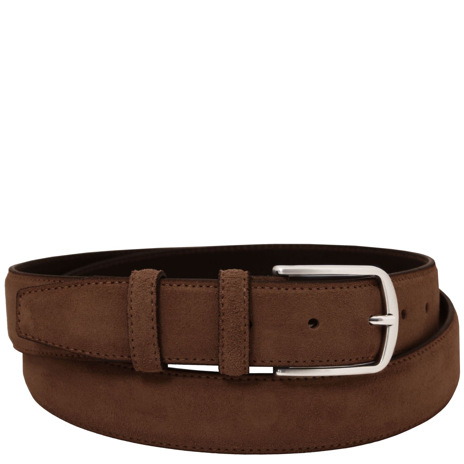 TL142536-Brown Curea bărbătească casual maro din piele întoarsă, 35 mm | Made in Italy